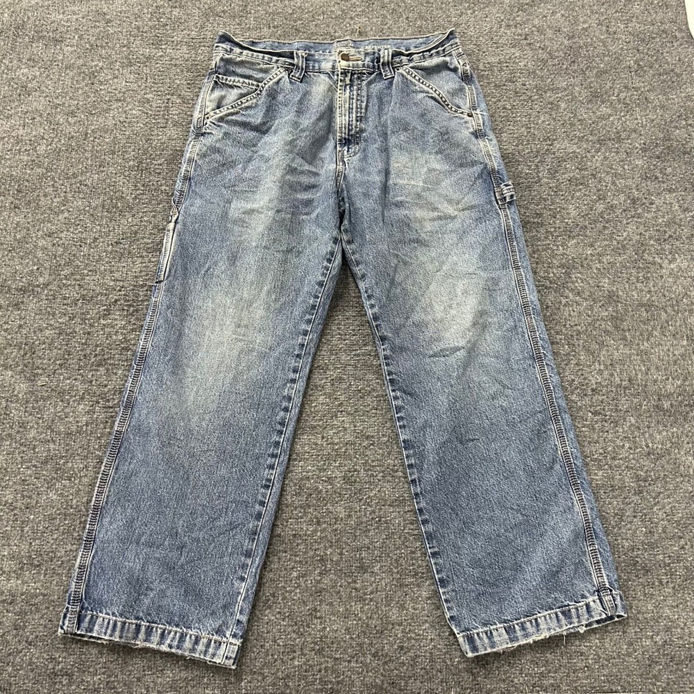 Signature Levi Strauss Carpenter Jeans Mens 32x28 Blue Denim Relaxed Utility